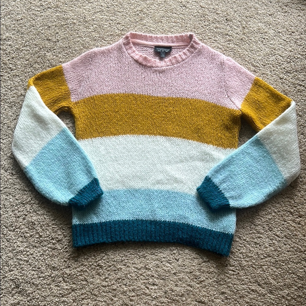 Topshop Pink and Gold Crew Neck Sweater
